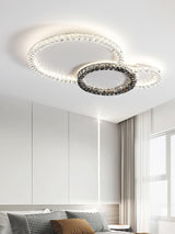 Modern Faceted Crystal Flush Mount LED Ceiling Light for Living Room and Bedroom