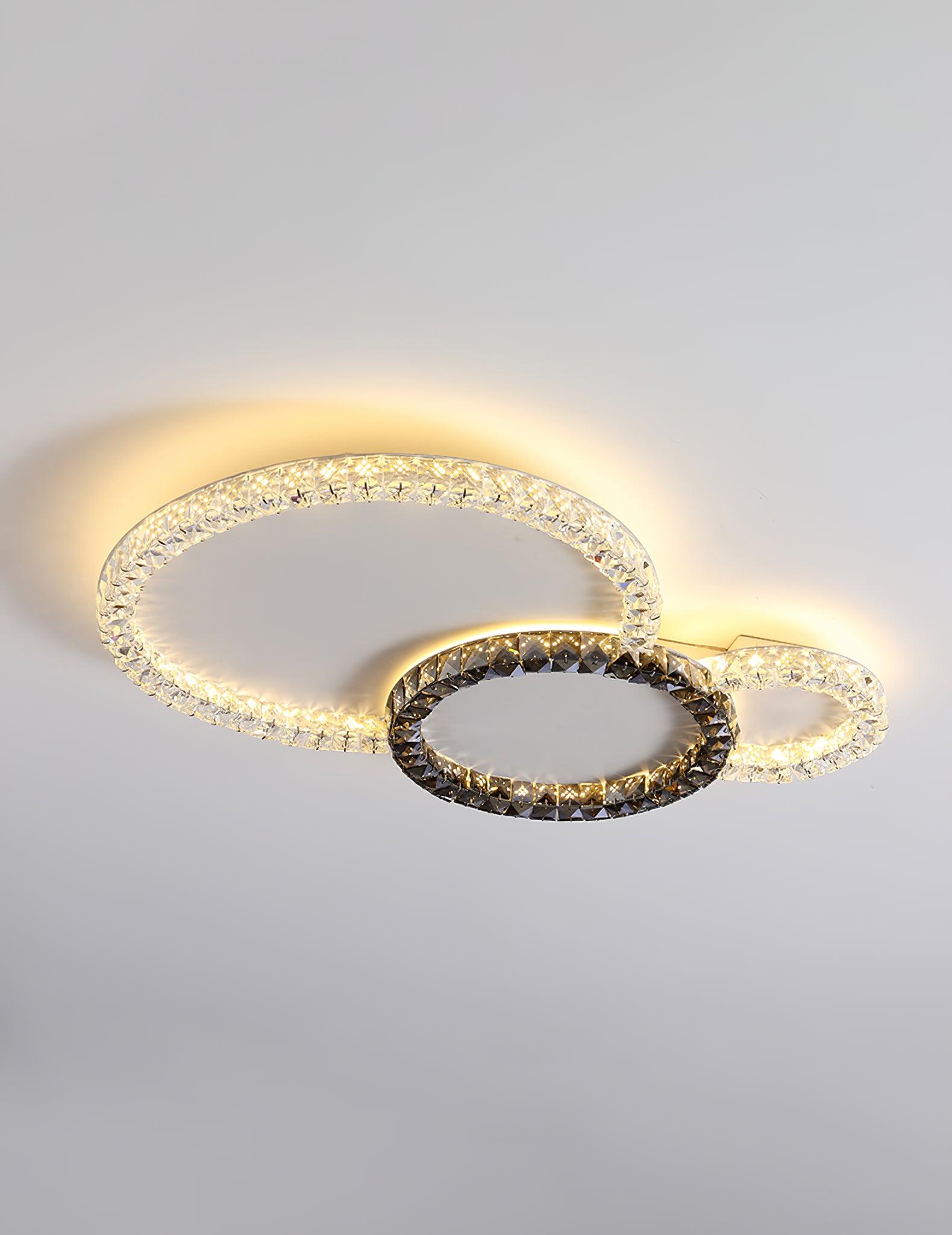 Modern Faceted Crystal Flush Mount LED Ceiling Light for Living Room and Bedroom