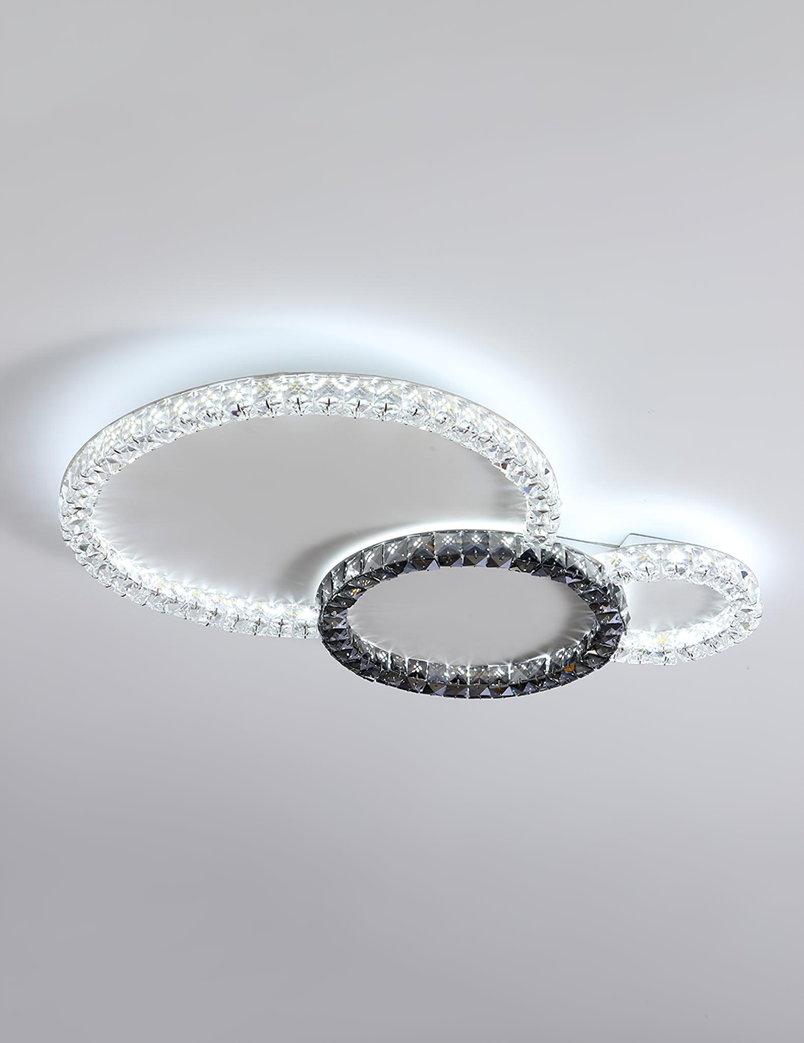 Modern Faceted Crystal Flush Mount LED Ceiling Light for Living Room and Bedroom