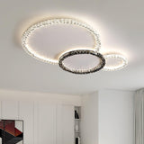 Modern Faceted Crystal Flush Mount LED Ceiling Light for Living Room and Bedroom