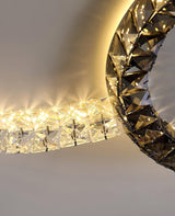 Modern Faceted Crystal Flush Mount LED Ceiling Light for Living Room and Bedroom