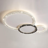 Modern Faceted Crystal Flush Mount LED Ceiling Light for Living Room and Bedroom