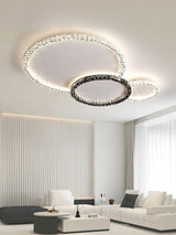 Modern Faceted Crystal Flush Mount LED Ceiling Light for Living Room and Bedroom