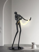 Modern Orb Juggler Sculpture Floor Lamp Artistic LED Uplight for Contemporary Living Rooms