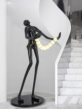 Modern Orb Juggler Sculpture Floor Lamp Artistic LED Uplight for Contemporary Living Rooms