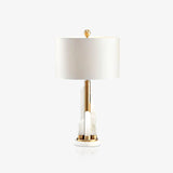 Orbit Modern Metal Table Lamp with Natural Alabaster Base and Fabric Shade for Luxury Interiors
