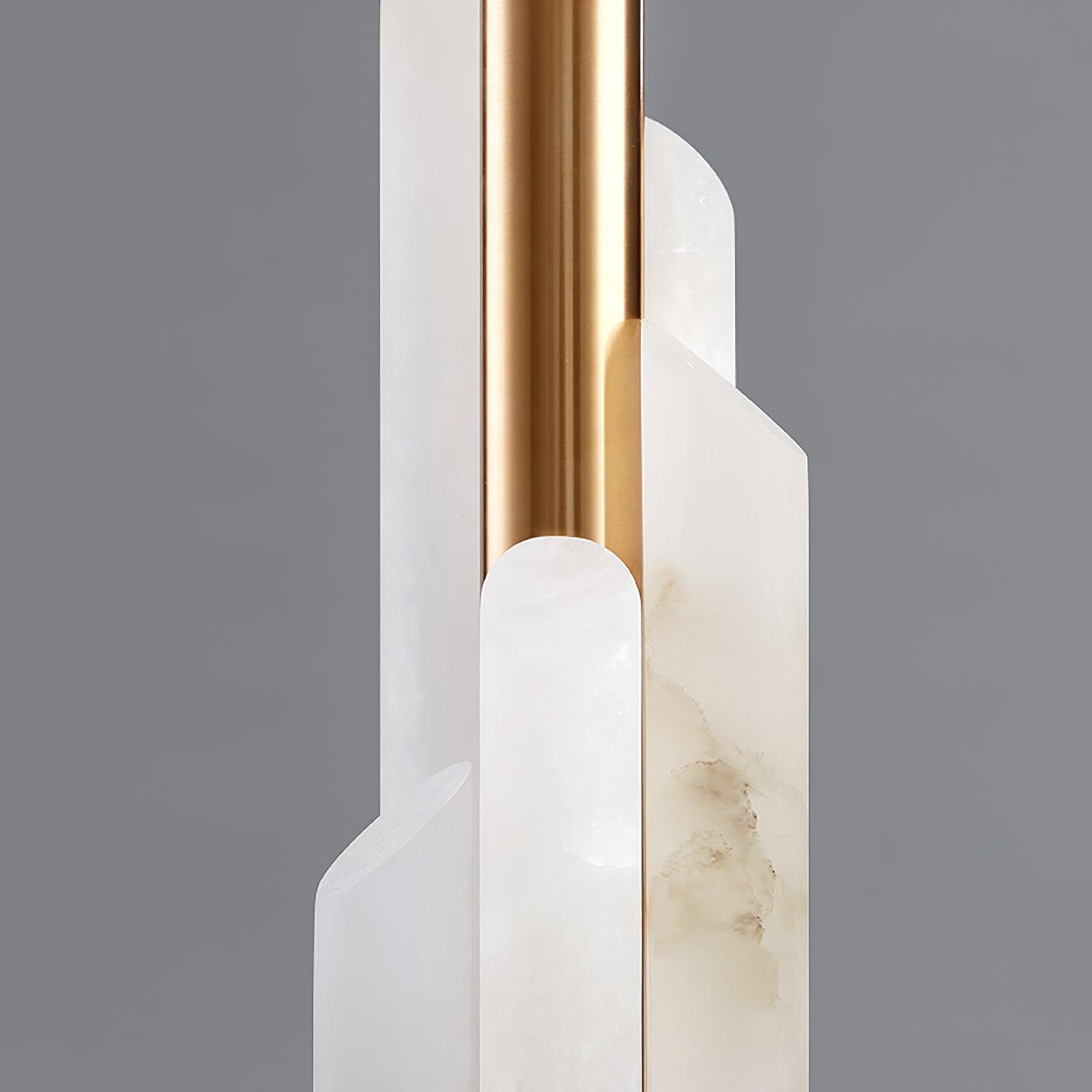 Orbit Modern Metal Table Lamp with Natural Alabaster Base and Fabric Shade for Luxury Interiors