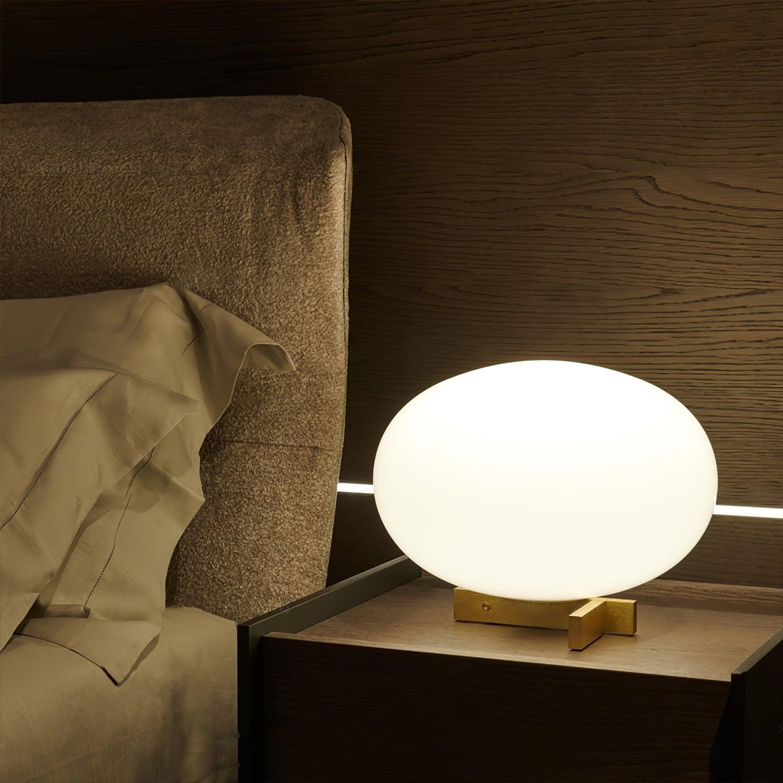 Modern Orbiting Sphere LED Table Lamp with Gold Finish and Frosted Glass Globe for Desk