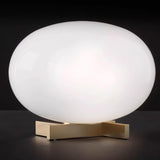 Modern Orbiting Sphere LED Table Lamp with Gold Finish and Frosted Glass Globe for Desk