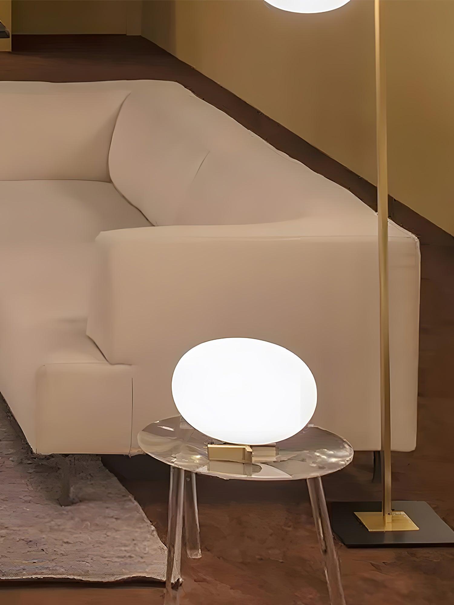 Modern Orbiting Sphere LED Table Lamp with Gold Finish and Frosted Glass Globe for Desk