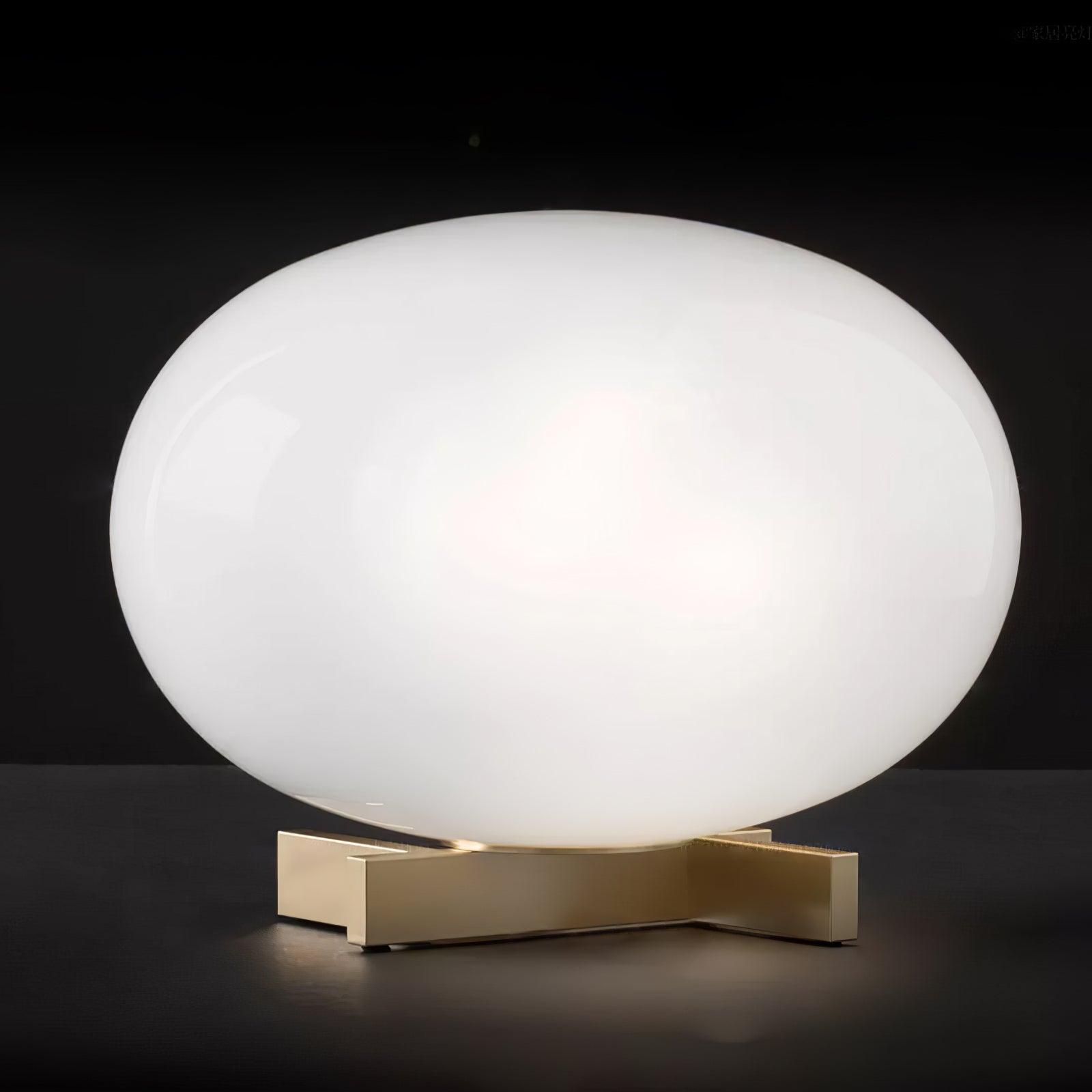 Modern Orbiting Sphere LED Table Lamp with Gold Finish and Frosted Glass Globe for Desk