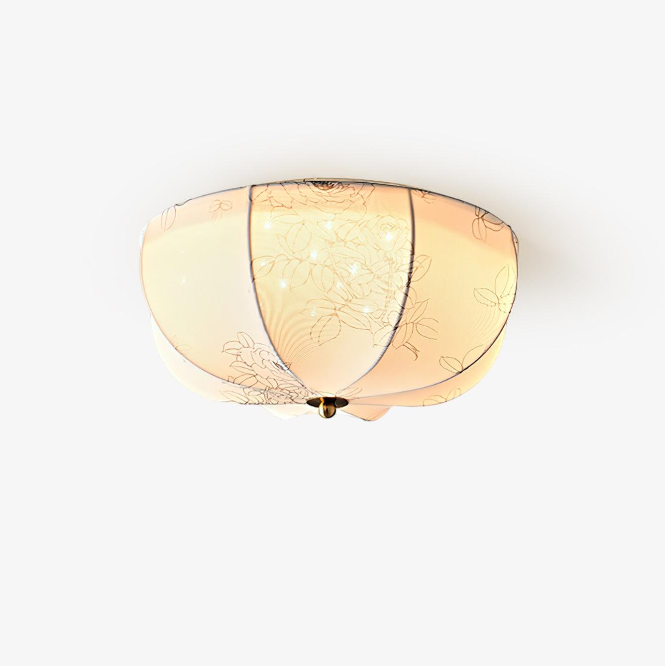 Orchid Fabric Flush Mount Ceiling Light Vintage Style Textured Shade Lamp