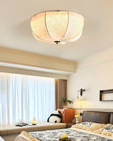 Orchid Fabric Flush Mount Ceiling Light Vintage Style Textured Shade Lamp