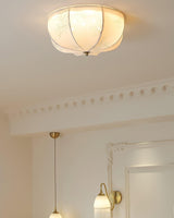 Orchid Fabric Flush Mount Ceiling Light Vintage Style Textured Shade Lamp