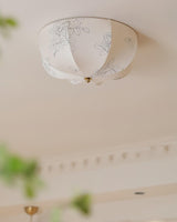 Orchid Fabric Flush Mount Ceiling Light Vintage Style Textured Shade Lamp