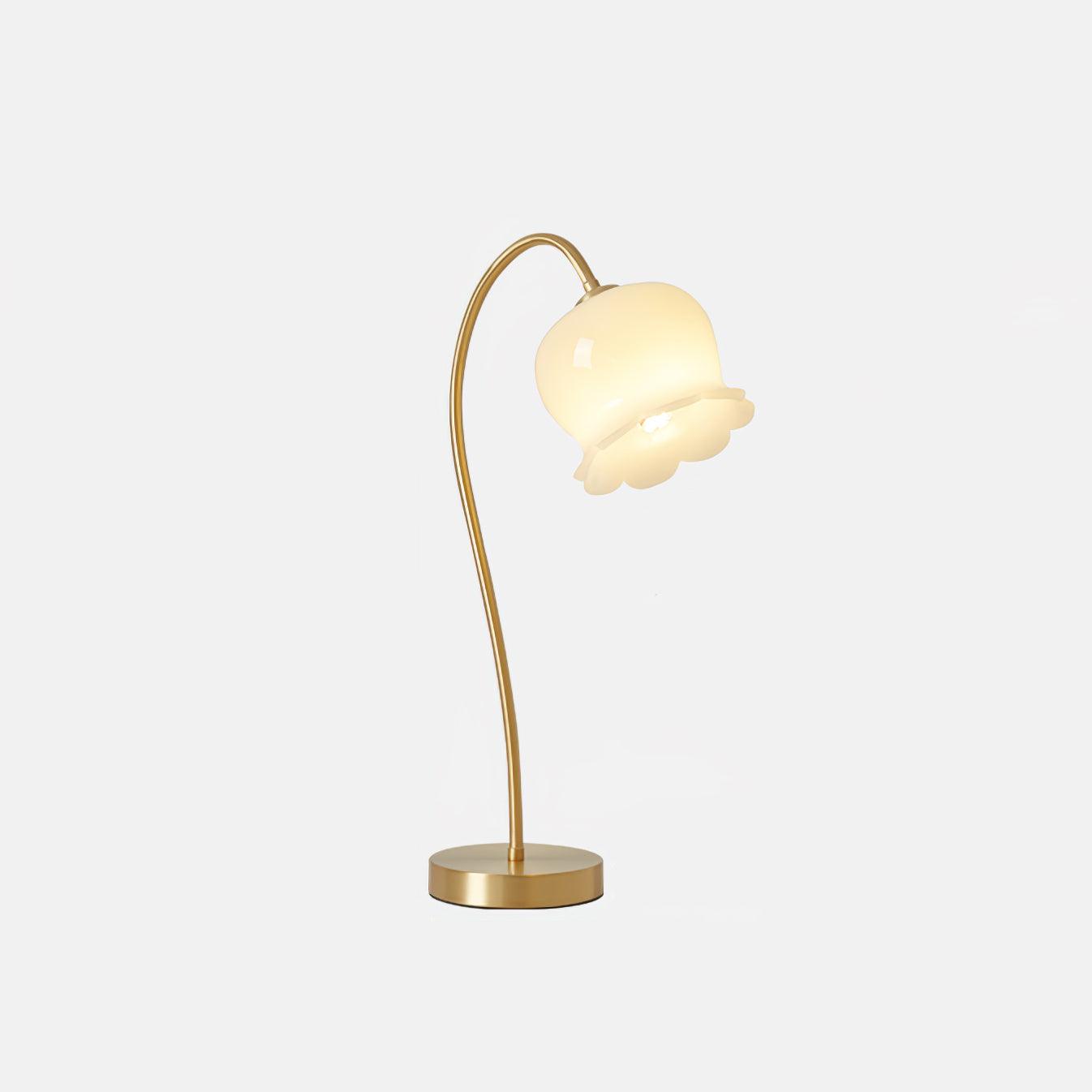 Elegant Brass Orchid Glass Table Lamp for Modern Bedroom or Living Room Decor