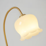 Elegant Brass Orchid Glass Table Lamp for Modern Bedroom or Living Room Decor