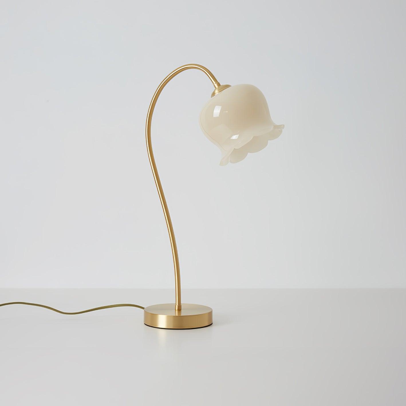 Elegant Brass Orchid Glass Table Lamp for Modern Bedroom or Living Room Decor