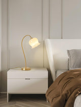 Elegant Brass Orchid Glass Table Lamp for Modern Bedroom or Living Room Decor