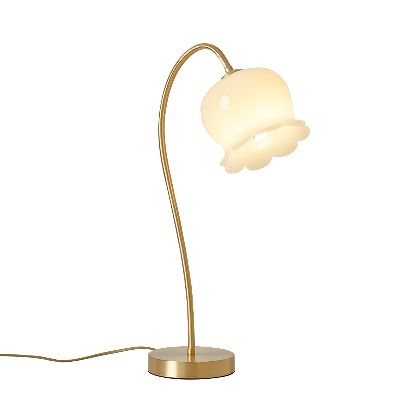 Elegant Brass Orchid Glass Table Lamp for Modern Bedroom or Living Room Decor