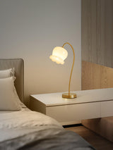 Elegant Brass Orchid Glass Table Lamp for Modern Bedroom or Living Room Decor