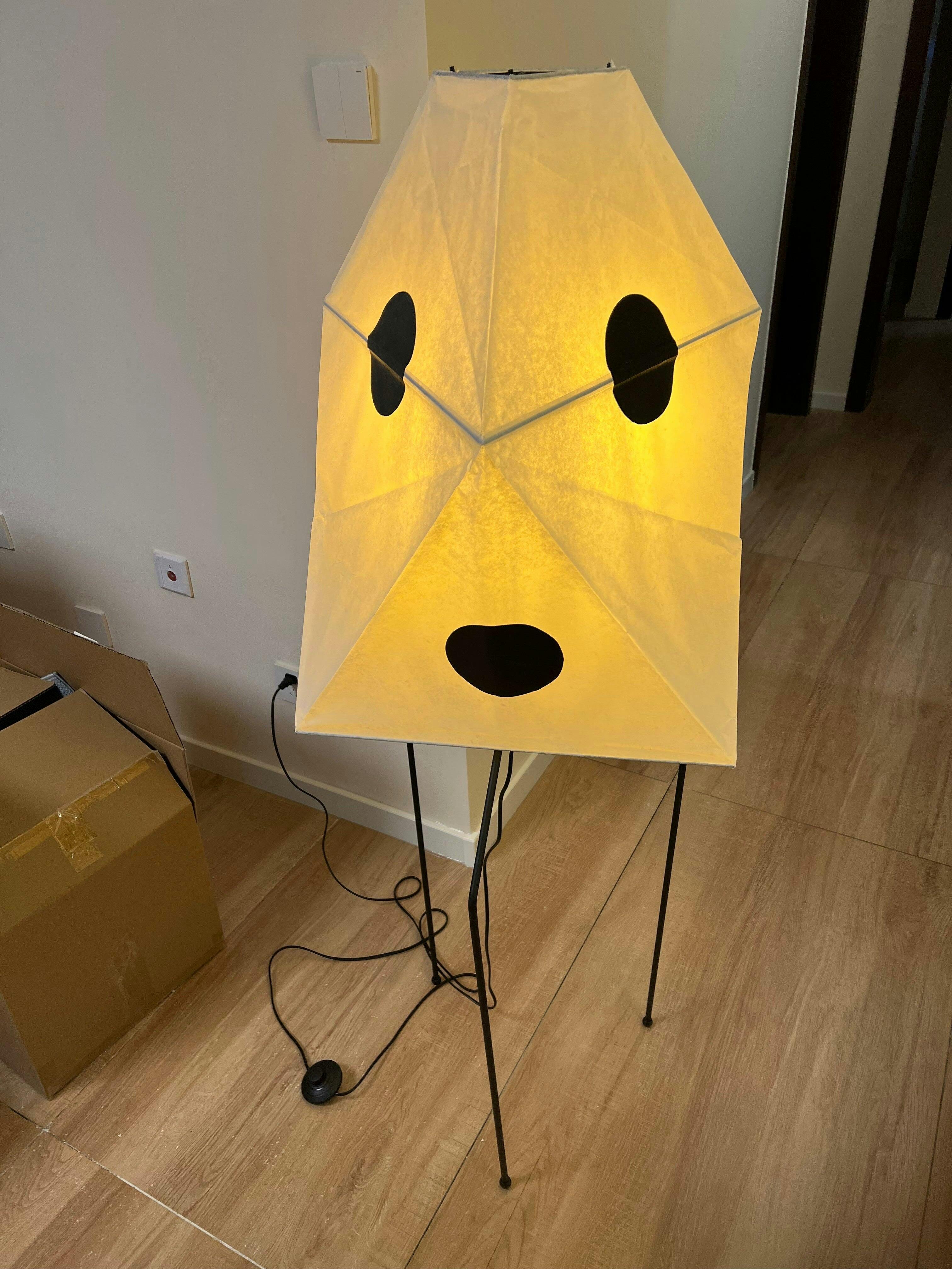 Modern Rice Paper Origami Lantern Floor Lamp Geometric Standing Light for Living Room and Bedroom