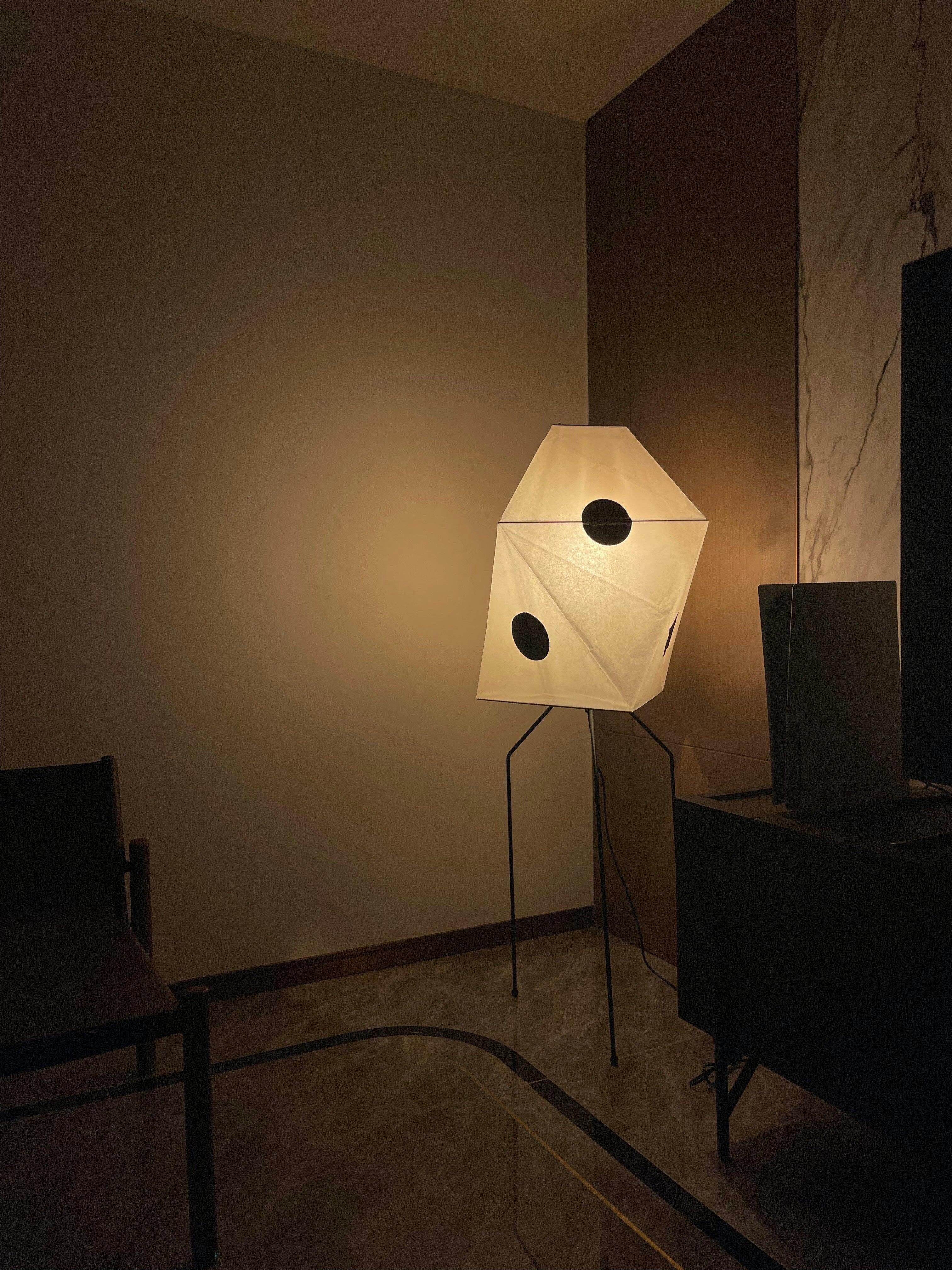 Modern Rice Paper Origami Lantern Floor Lamp Geometric Standing Light for Living Room and Bedroom