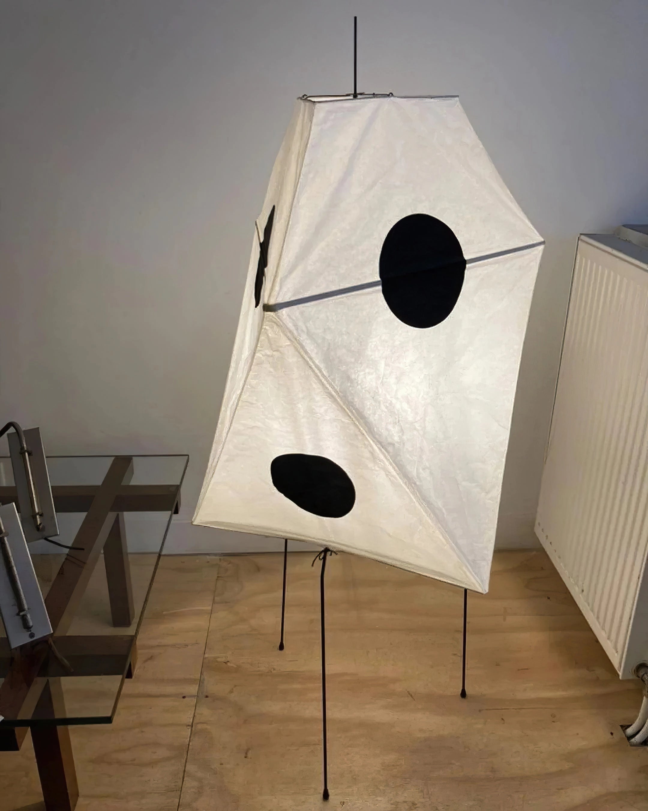 Modern Rice Paper Origami Lantern Floor Lamp Geometric Standing Light for Living Room and Bedroom