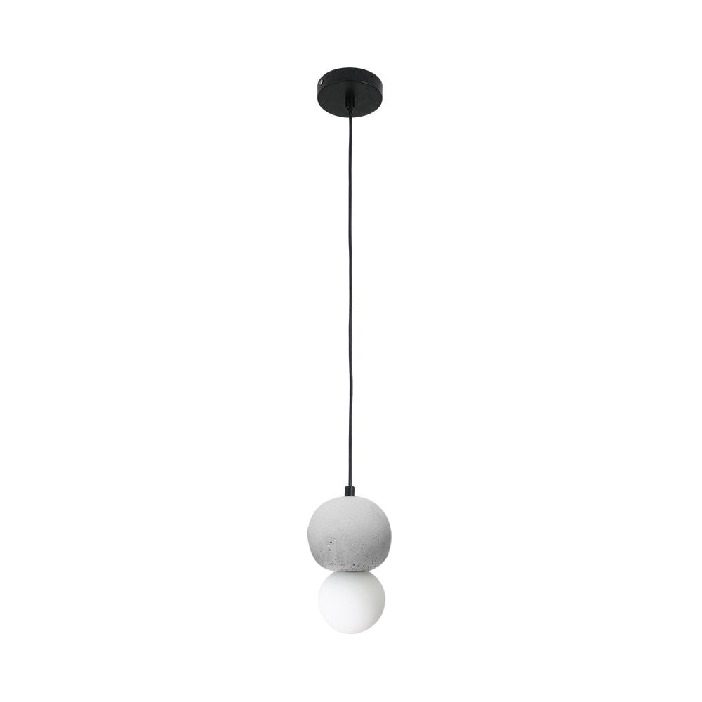 Modern Sandstone and Opal Glass Sphere Pendant Light for Minimalist Interior Decor