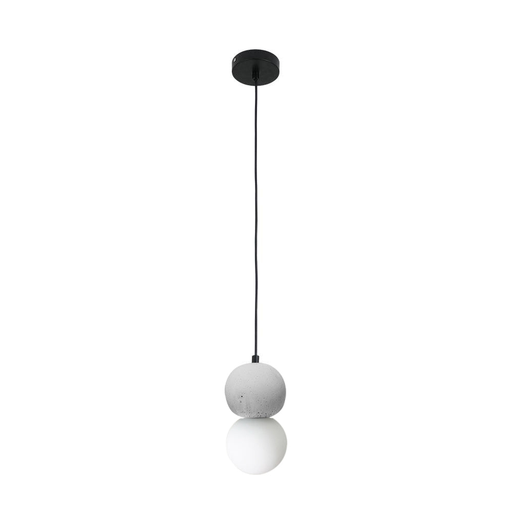 Modern Sandstone and Opal Glass Sphere Pendant Light for Minimalist Interior Decor