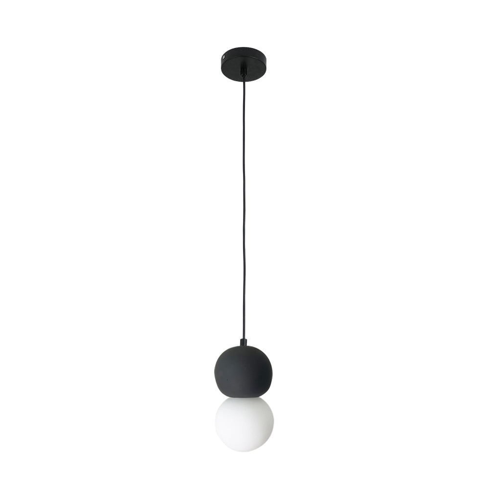 Modern Sandstone and Opal Glass Sphere Pendant Light for Minimalist Interior Decor