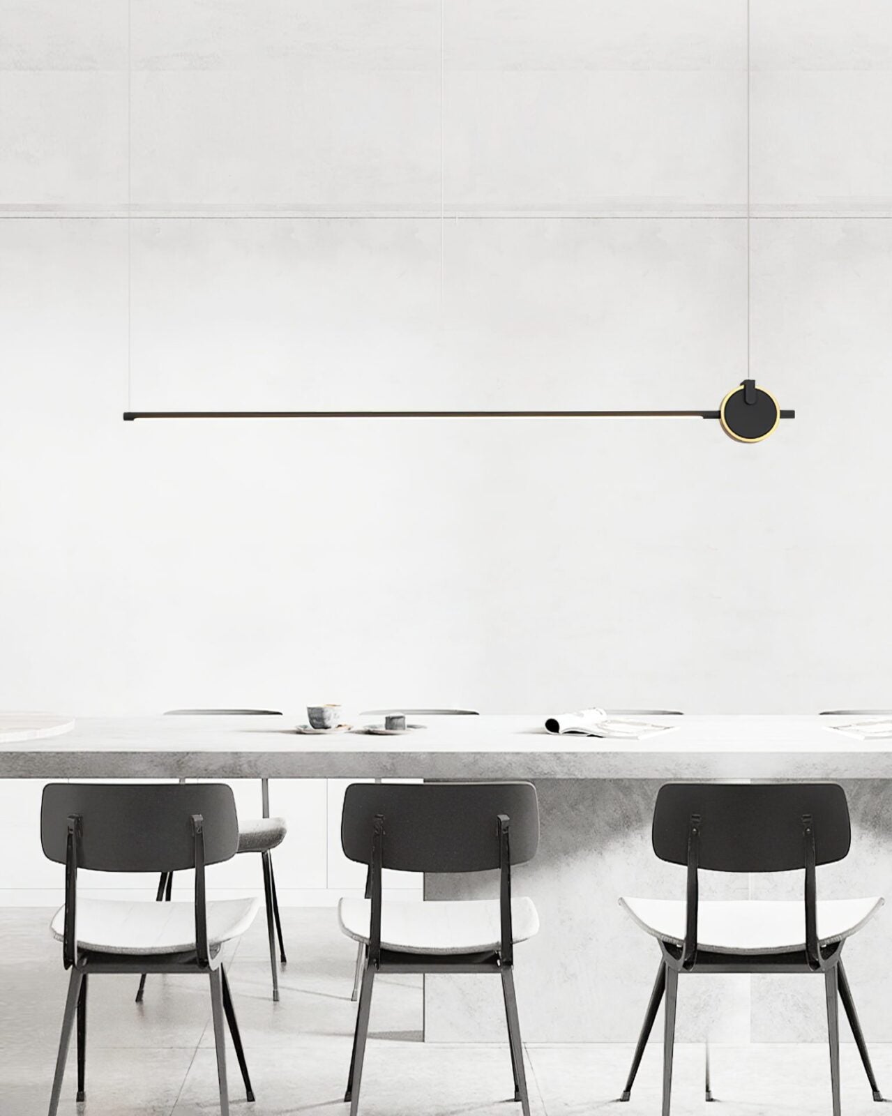 minimalist-led-linear-pendant-light-with-gold-sphere-trim-for-dining-room