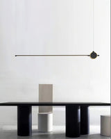 minimalist-led-linear-pendant-light-with-gold-sphere-trim-for-dining-room