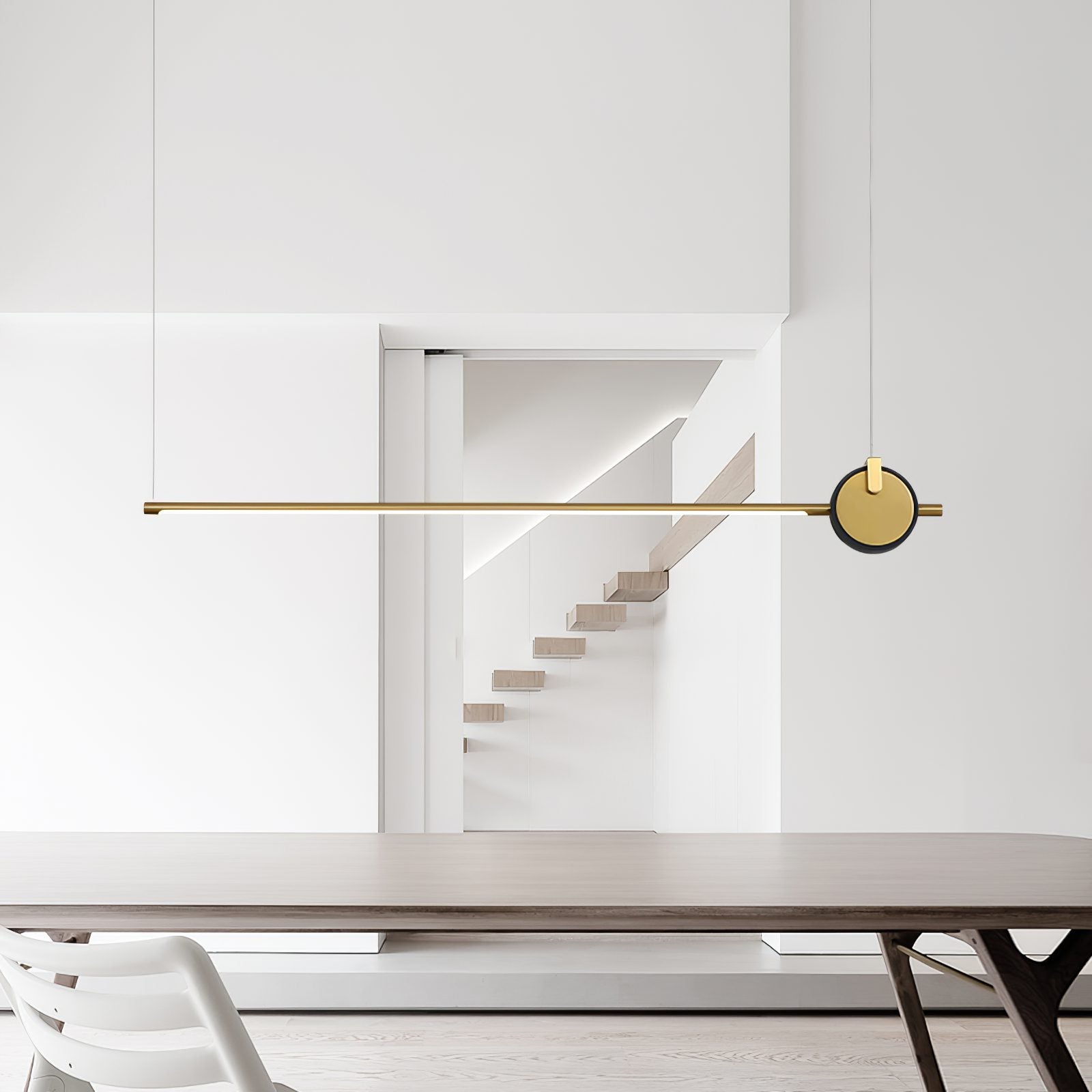 minimalist-led-linear-pendant-light-with-gold-sphere-trim-for-dining-room