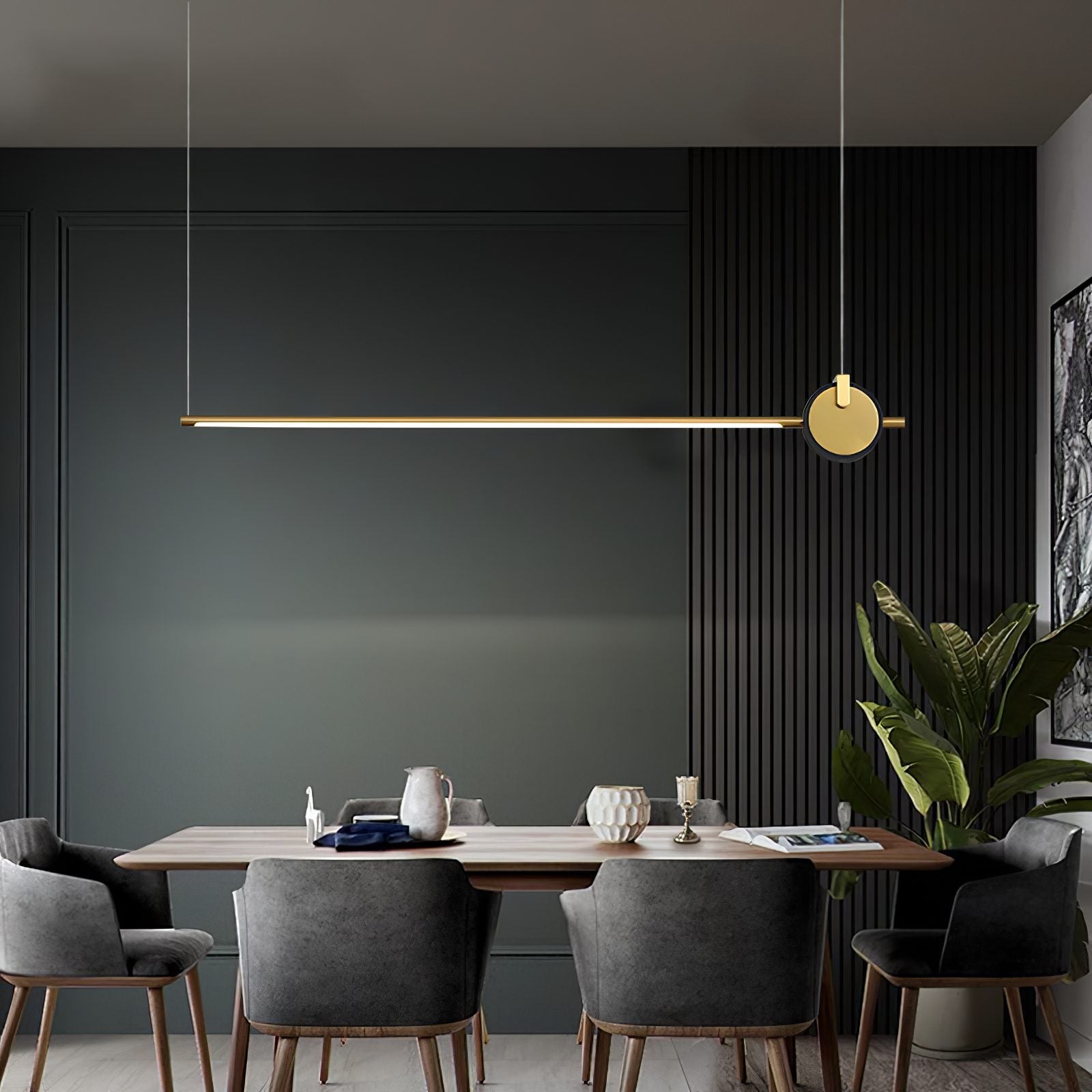 minimalist-led-linear-pendant-light-with-gold-sphere-trim-for-dining-room