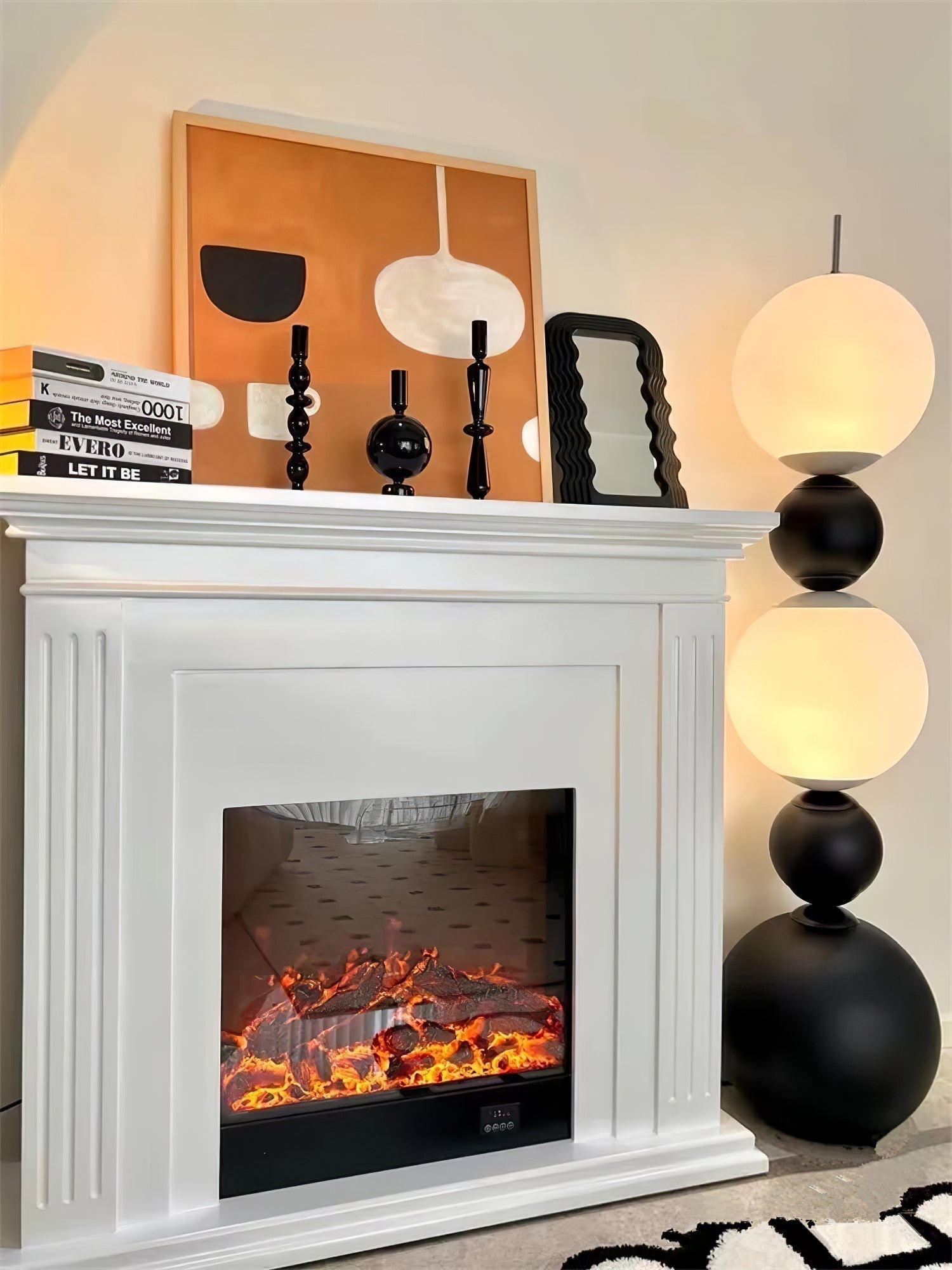 Modern Orion Sphere Floor Lamp Minimalist Black and White Glass Globe Standing Light