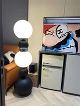 Modern Orion Sphere Floor Lamp Minimalist Black and White Glass Globe Standing Light