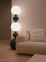 Modern Orion Sphere Floor Lamp Minimalist Black and White Glass Globe Standing Light
