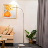 Mid Century Modern Arch Floor Lamp with Glass Dome Shade and Solid Marble Base