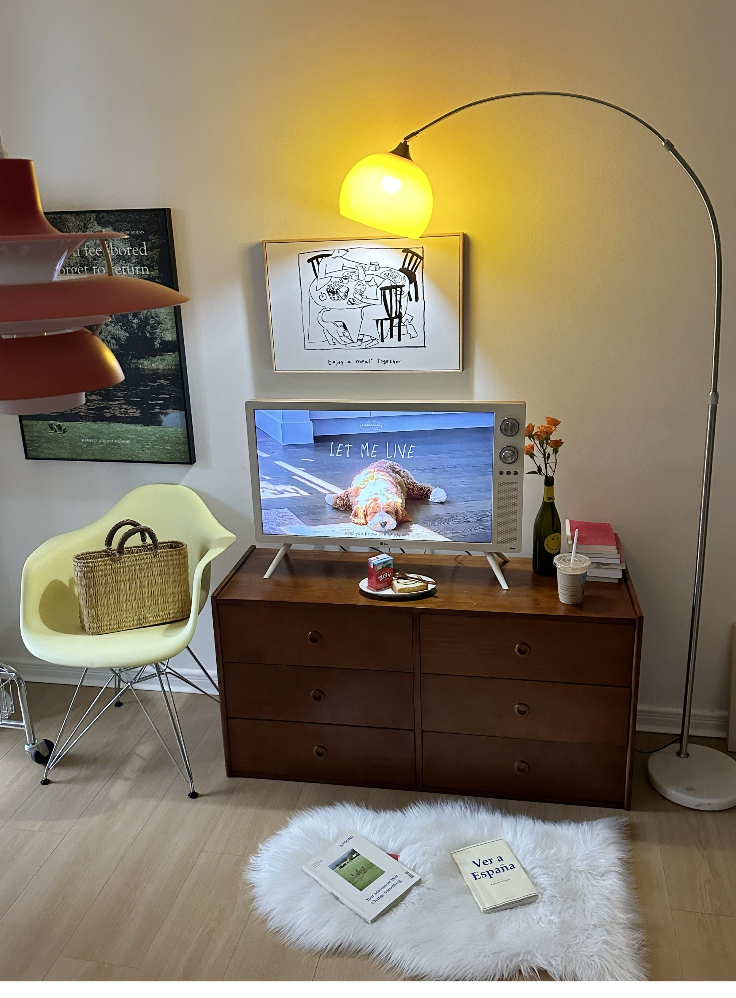 Mid Century Modern Arch Floor Lamp with Glass Dome Shade and Solid Marble Base