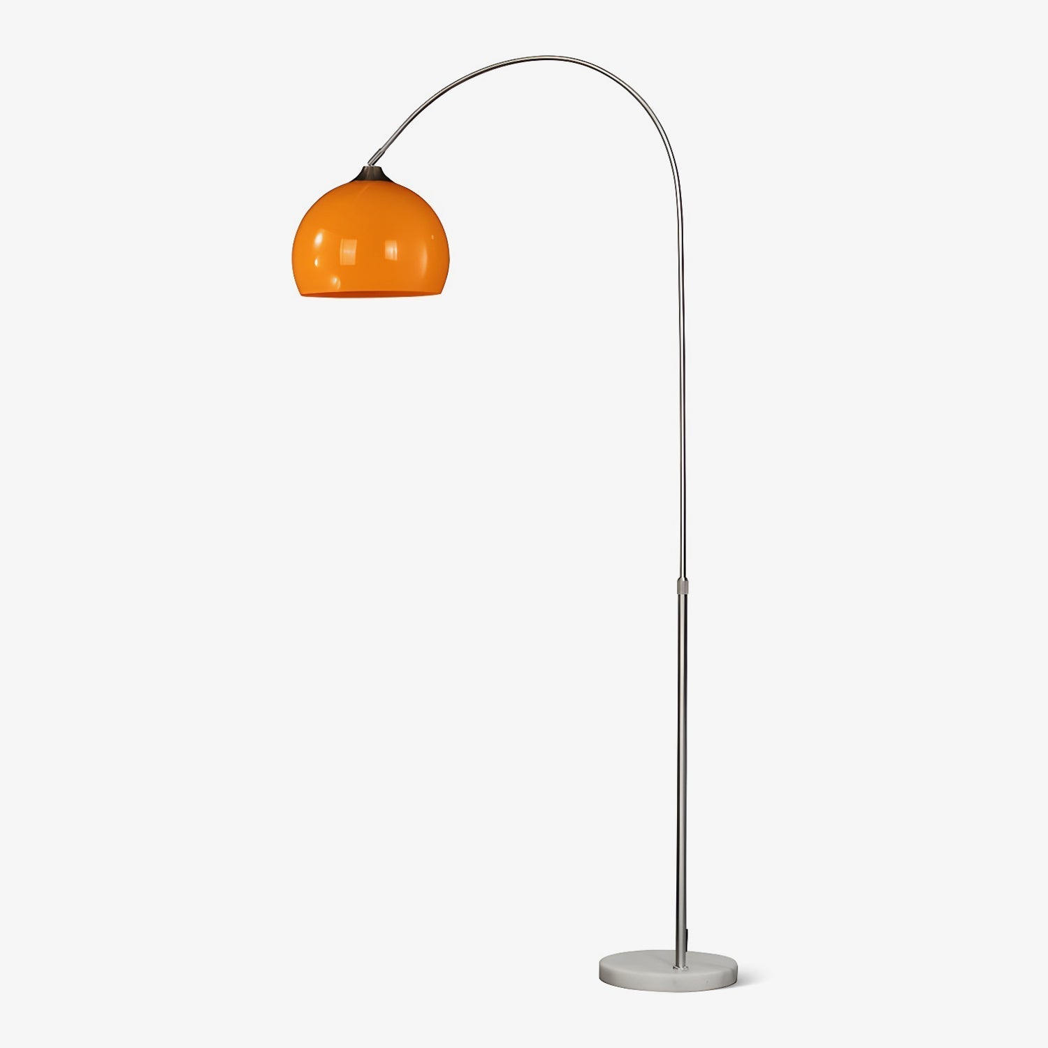 Mid Century Modern Arch Floor Lamp with Glass Dome Shade and Solid Marble Base