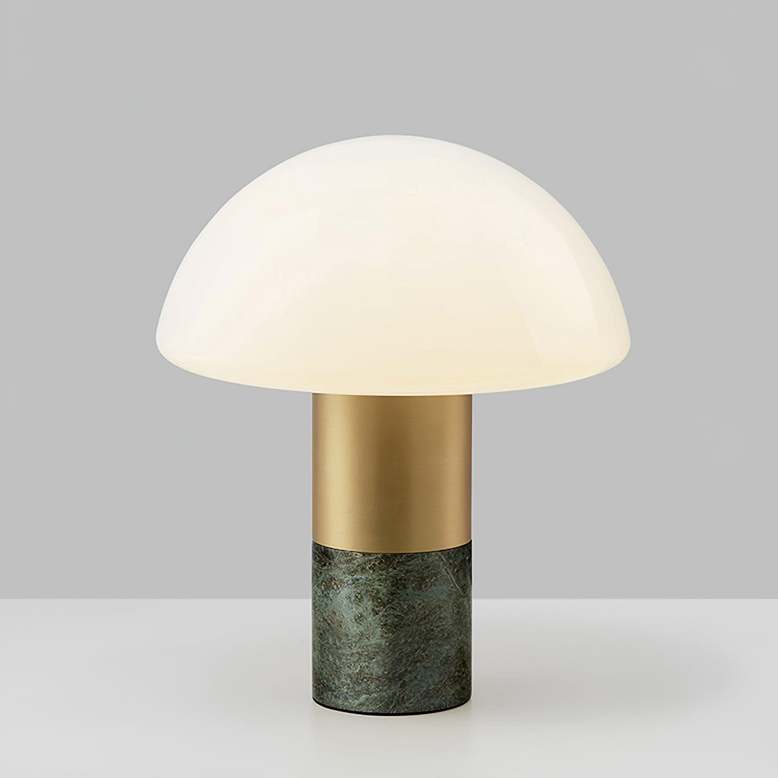 Orly Modern Marble and Frosted Glass Dome Table Lamp with Gold Base for Desk and Bedside
