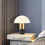 Orly Modern Marble and Frosted Glass Dome Table Lamp with Gold Base for Desk and Bedside