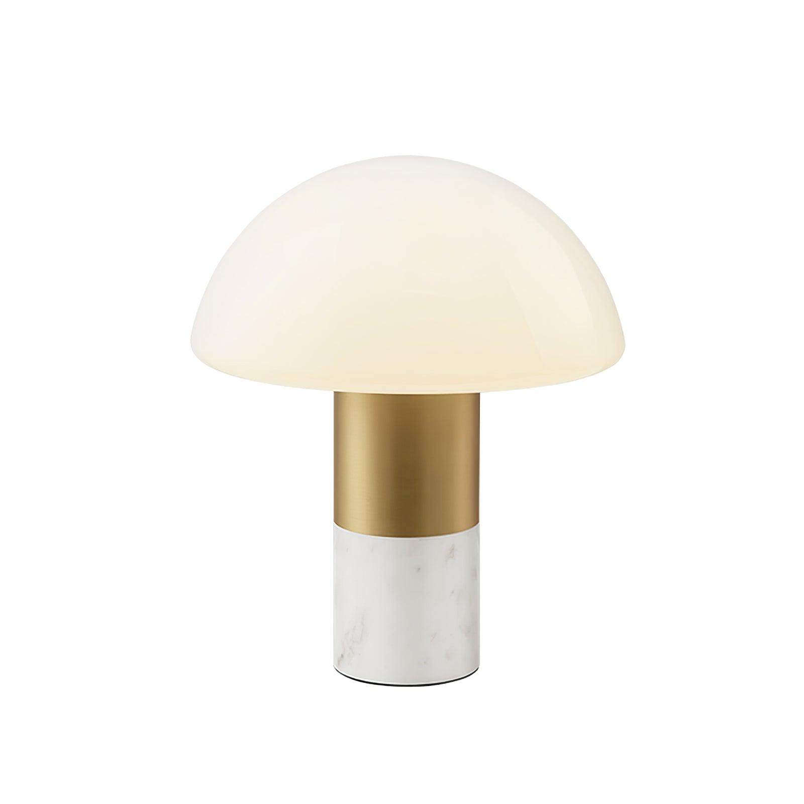 Orly Modern Marble and Frosted Glass Dome Table Lamp with Gold Base for Desk and Bedside