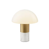 Orly Modern Marble and Frosted Glass Dome Table Lamp with Gold Base for Desk and Bedside
