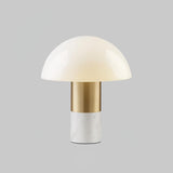 Orly Modern Marble and Frosted Glass Dome Table Lamp with Gold Base for Desk and Bedside