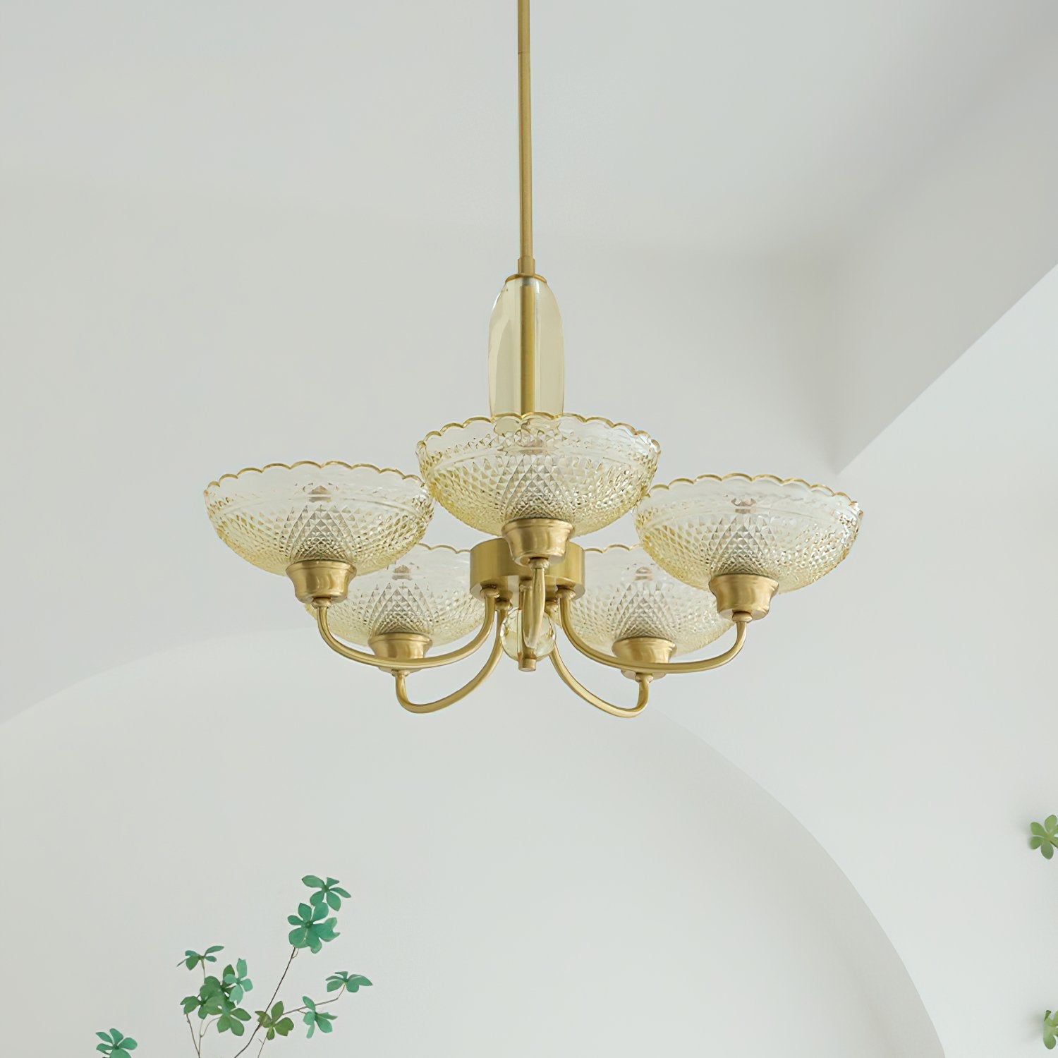 mid-century-scalloped-amber-glass-brass-chandelier-5-arm-pendant-lighting-for-dining-room