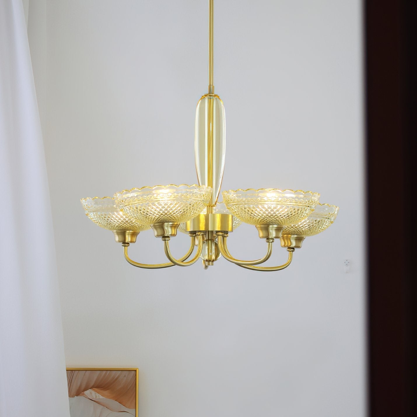 mid-century-scalloped-amber-glass-brass-chandelier-5-arm-pendant-lighting-for-dining-room