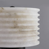 Modern Brass and Marble Table Lamp with Hand Cut Alabaster Stone Shade Elegant Desk Lighting