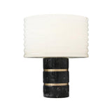 Modern Brass and Marble Table Lamp with Hand Cut Alabaster Stone Shade Elegant Desk Lighting